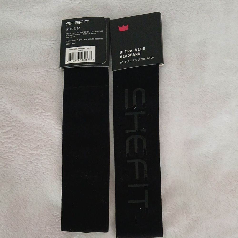 Shefit Ultra wide no slip silicone grip headbands  Set of 2 black  NEW